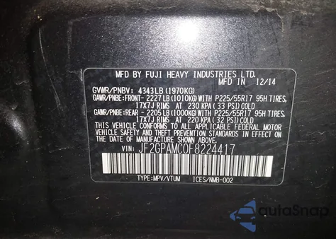 2015 Subaru Xv Crosstrek 2.0I Limited из США, поврежденный, VIN JF2GPAMC0F8224417